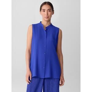 Eileen Fisher Silk Goergette Crepe Sleeveless Shirt Size Medium